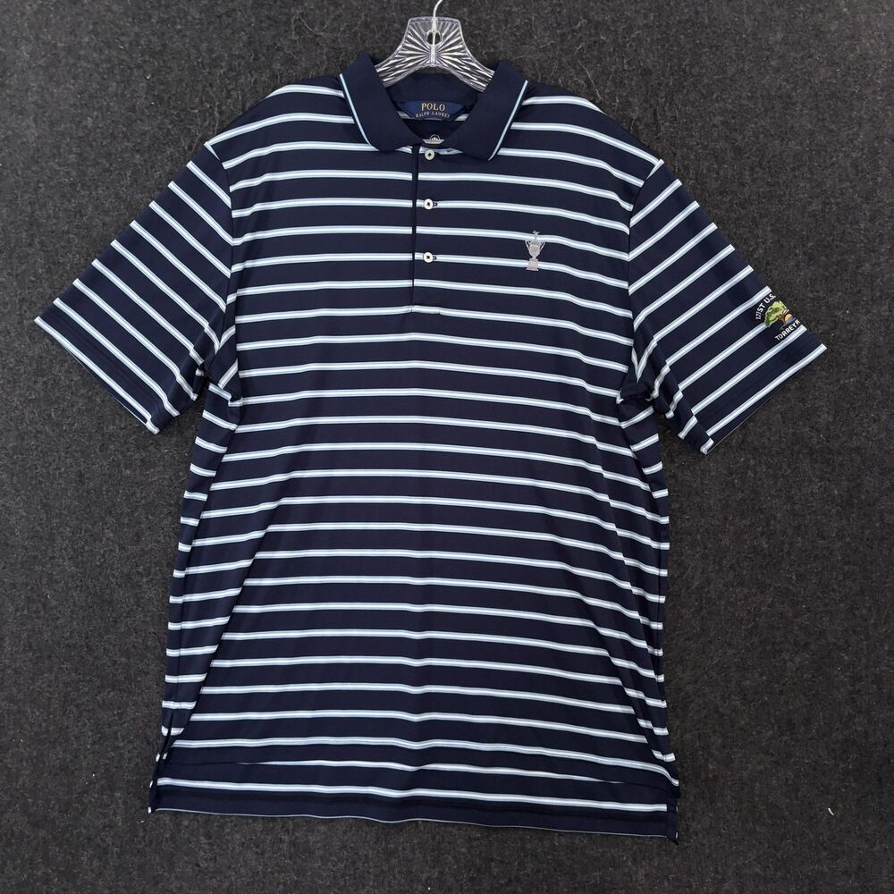 Polo Ralph Lauren Shirt Men's XL Blue Striped 121st U.S. Open Golf Torrey Pines